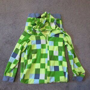 Minecraft Hooded Sleeper Large Long Sleeve One-Piece Pajamas Fleece Green Square